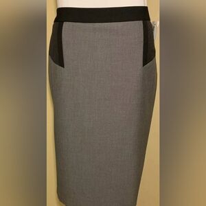Donna Ricco Elegant Gray and Black Pencil Skirt